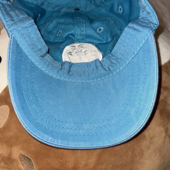 ADAMS OS Vintage Wash Sky Blue White Embroidered LOVE YOU BEACH Cotton Cap - Picture 8 of 10